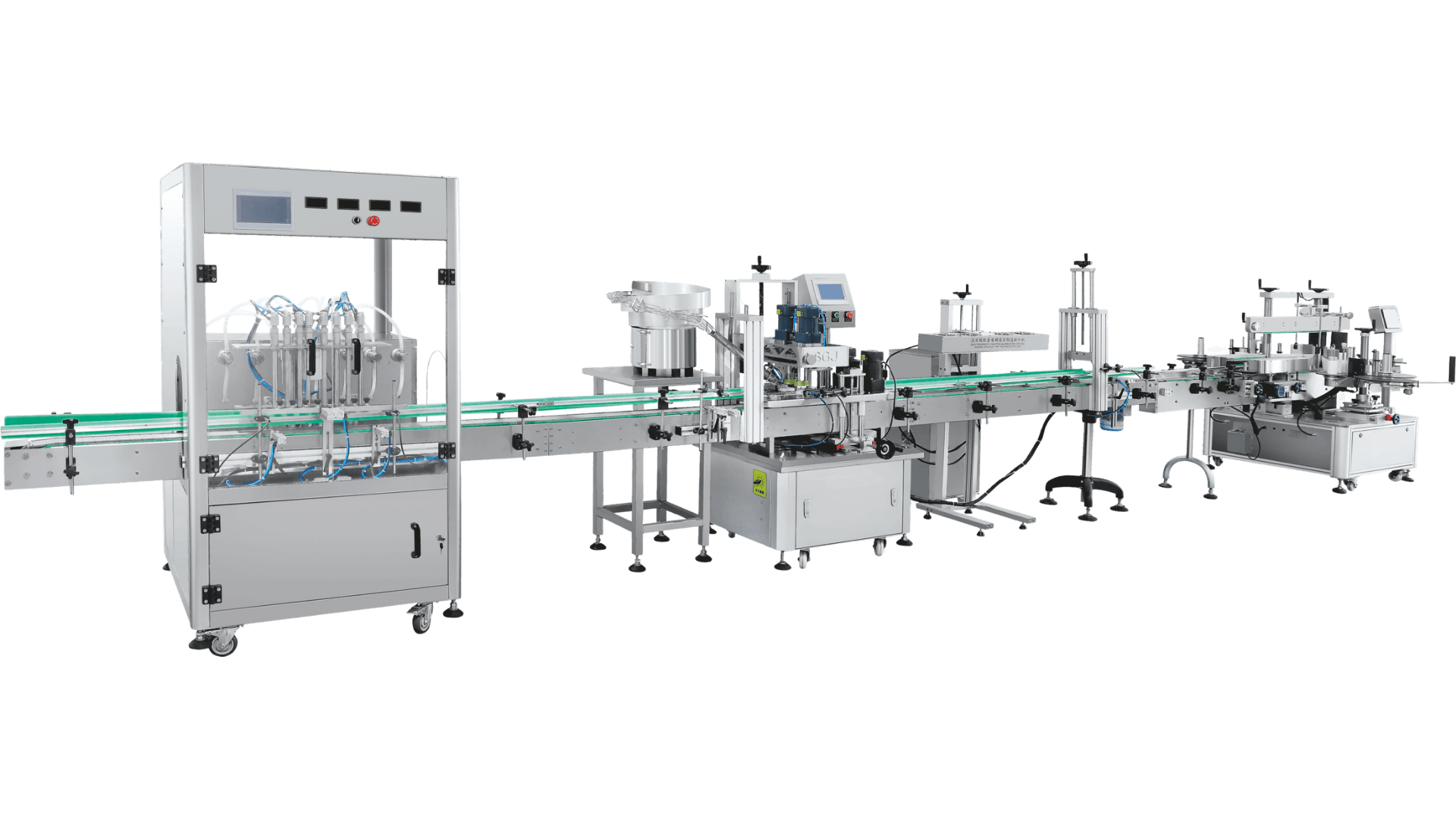 Automatic liquid filling, capping and labeling line — Damu Machinery